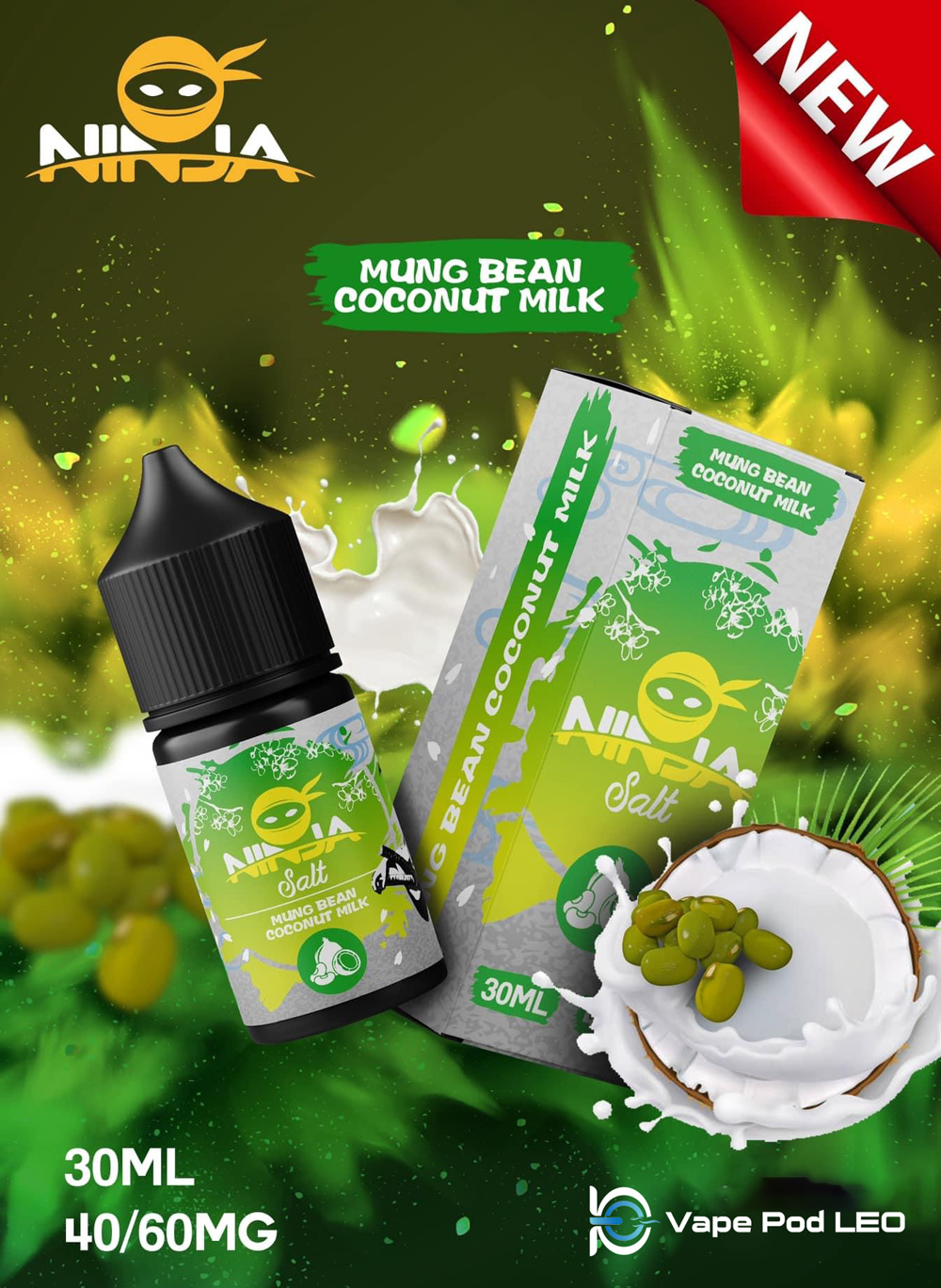 Ninja Salt Đậu Xanh Nước Cốt Dừa 30ml   Mung Bean Coconut Milk